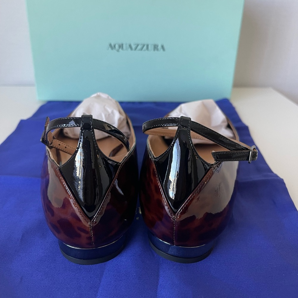 NWT AQUAZZURA PINOT BALLET TORTOISE SHELl /BLACK - Picture 7 of 14